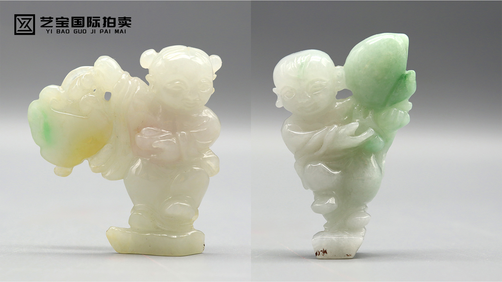 翡翠童子佩一对：翠色凝脂间的童趣雅韵，藏古寓今的吉祥珍品