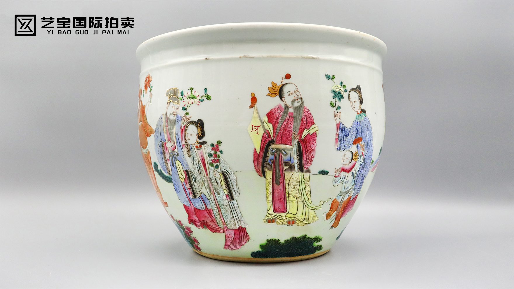 清道光 粉彩人物故事画缸