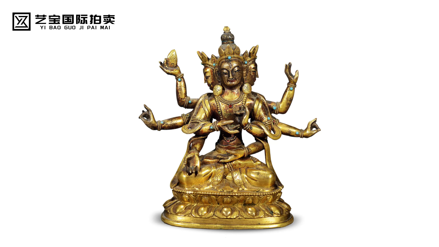 清乾隆 铜鎏金尊胜佛母