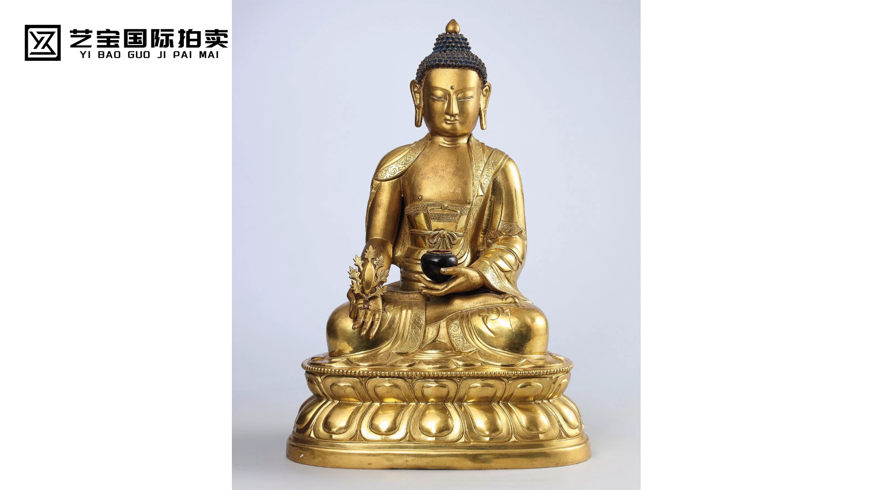 清中期 铜鎏金药师像