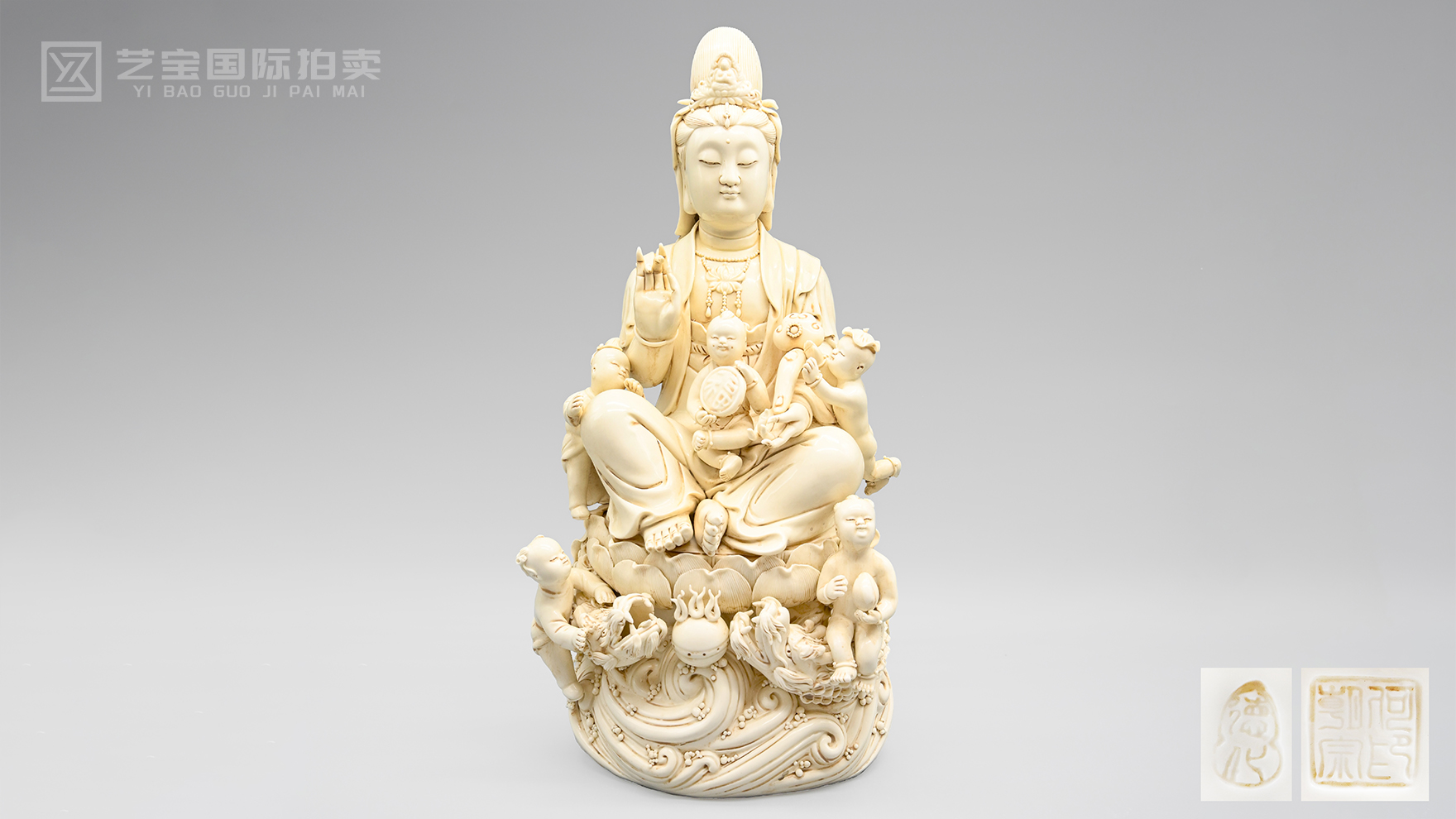 明 德化窑何朝宗白瓷送子观音像｜凝脂玉瓷，慈航送福
