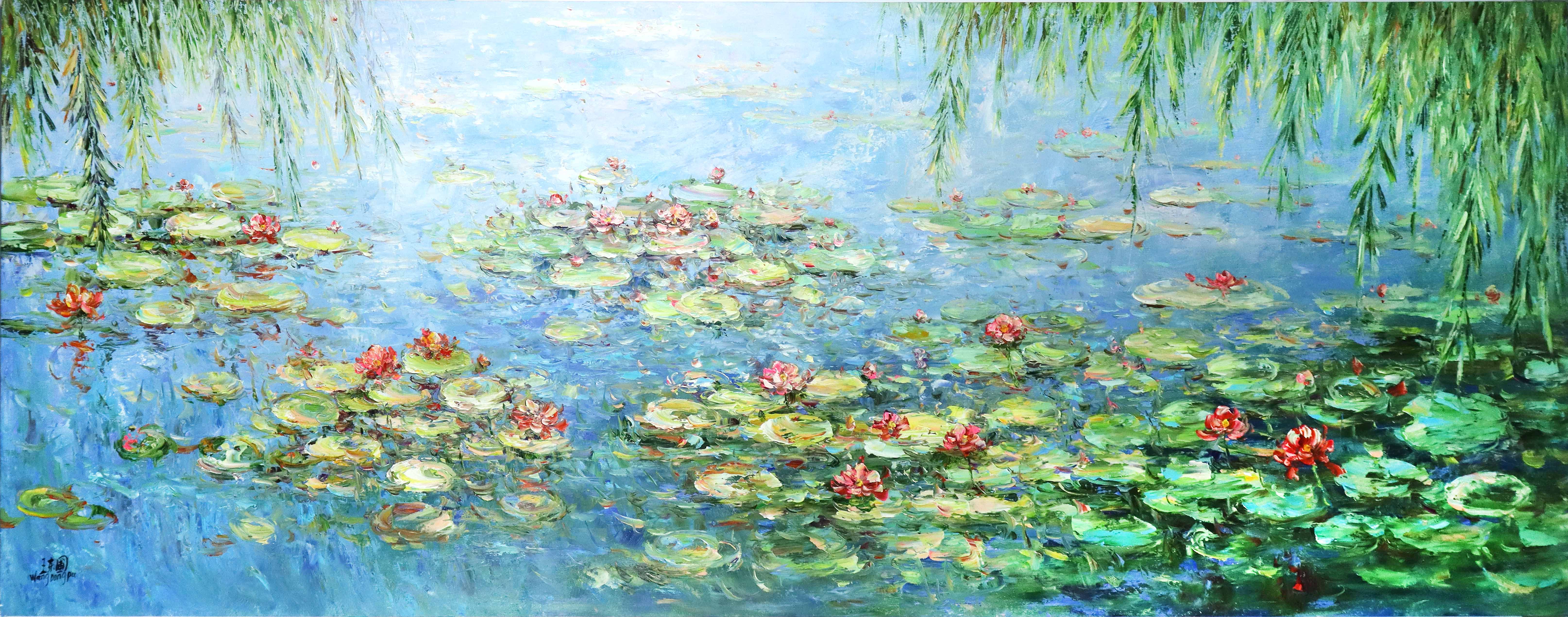 现代 王东圃 《池塘》油画 夜场.jpg